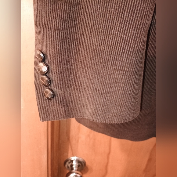 Dockers Blazer Mens 46R Corduroy Chocolate Brown Blazer Jacket Leather Buttons - Picture 3 of 13